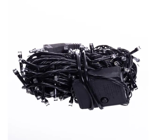 Гірлянда-нитка 120 LED, 10 м, від мережі, чорний кабель, білий