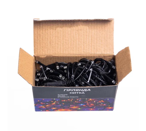 Гірлянда-нитка 120 LED, 10 м, від мережі, чорний кабель, білий