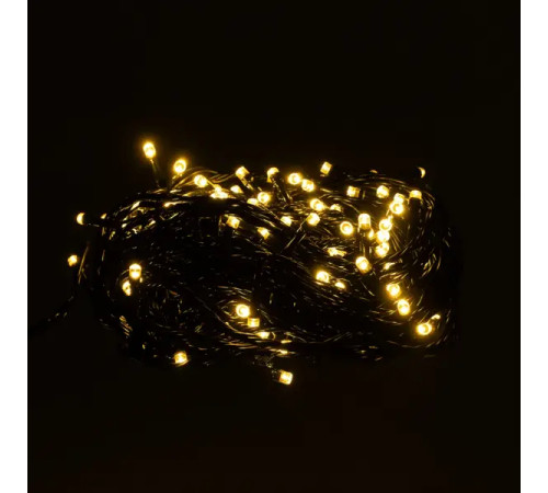 Гірлянда-нитка 120 LED, 10 м, від мережі, чорний кабель, жовтий