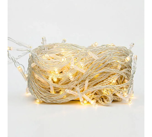 Гірлянда-нитка 160 LED, 16 м, від мережі, прозорий кабель, жовтий