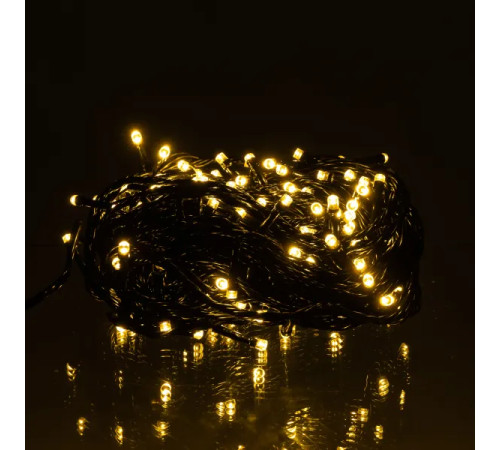 Гірлянда-нитка 160 LED, 16 м, від мережі, чорний кабель, жовтий