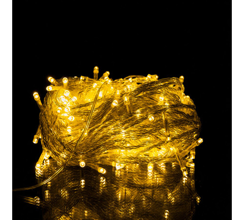 Гірлянда-нитка 180 LED, 18 м, від мережі, прозорий кабель, жовтий