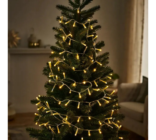 Гірлянда-нитка 180 LED, 18 м, від мережі, прозорий кабель, жовтий