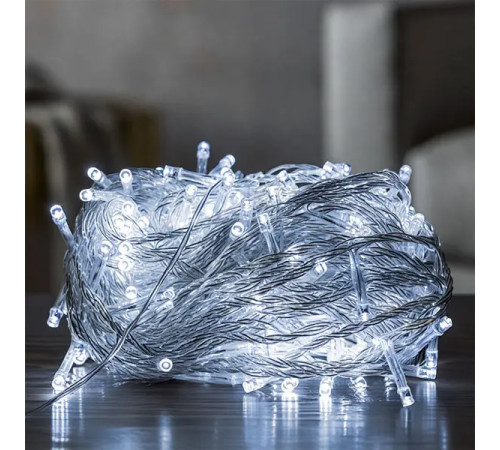 Гірлянда-нитка 180 LED, 18 м, від мережі, прозорий кабель, білий