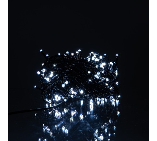 Гірлянда-нитка 180 LED, 18 м, від мережі, чорний кабель, білий
