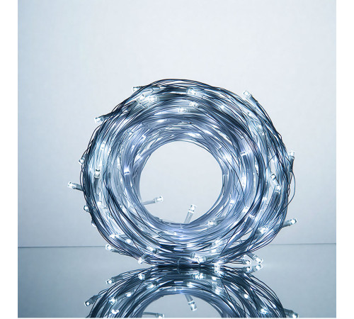 Гірлянда-нитка 220 LED, 22 м, від мережі, прозорий кабель, білий
