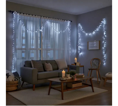 Гірлянда-нитка 220 LED, 22 м, від мережі, прозорий кабель, білий
