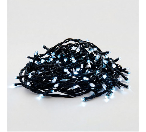 Гірлянда-нитка 220 LED, 22 м, від мережі, чорний кабель, білий