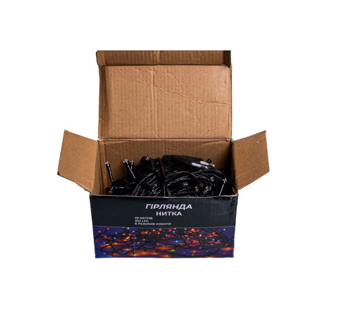 Гірлянда-нитка 220 LED, 22 м, від мережі, чорний кабель, жовтий