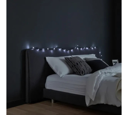 Гірлянда-нитка 50 LED, 6 м, від мережі, чорний кабель, білий