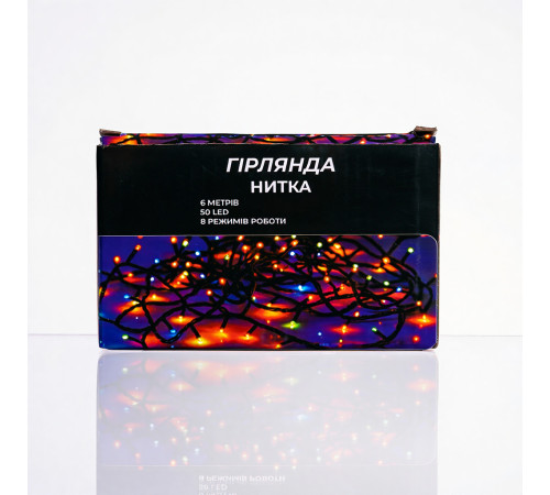 Гірлянда-нитка 50 LED, 6 м, від мережі, прозорий кабель, білий