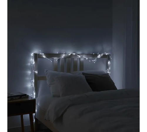Гірлянда-нитка 50 LED, 6 м, від мережі, прозорий кабель, білий