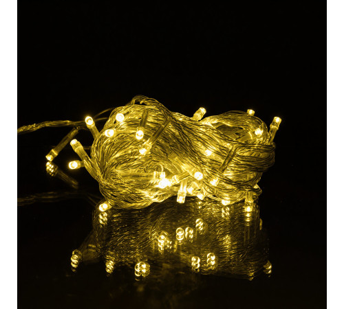 Гірлянда-нитка 50 LED, 6 м, від мережі, прозорий кабель, жовтий