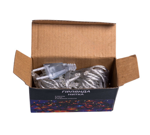 Гірлянда-нитка 50 LED, 6 м, від мережі, прозорий кабель, жовтий