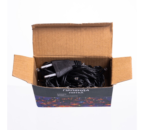 Гірлянда-нитка 50 LED, 6 м, від мережі, чорний кабель, жовтий