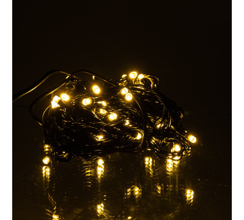 Гірлянда-нитка 50 LED, 6 м, від мережі, чорний кабель, жовтий