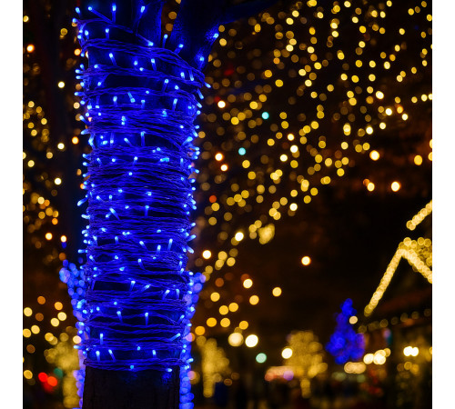 Гірлянда-нитка вулична Різдвяна фея 300 LED, 30 м, від мережі, білий кабель, синій