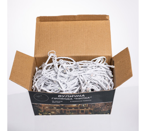 Гірлянда-нитка вулична Різдвяна фея 300 LED, 30 м, від мережі, білий кабель, мультиколор