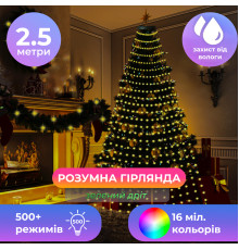Смарт-гірлянда 250 LED, 2,5 м, з керуванням зі смартфона, мультиколор