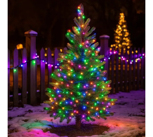 Гірлянда-нитка вулична Різдвяна фея 300 LED, 30 м, від мережі, чорний кабель, мультиколор