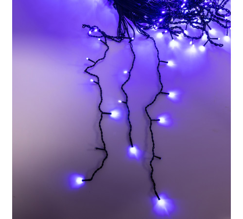 Гірлянда вулична Бахрома 1500 LED, 50 м, чорний кабель, синій