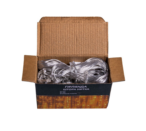 Гірлянда-штора 80 LED, 2х2 м, від мережі, білий кабель, білий