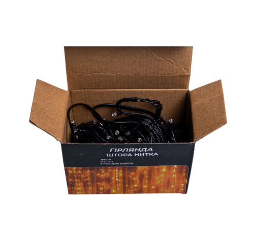 Гірлянда-штора 144 LED, 3х2 м, від мережі, прозорий кабель, жовтий