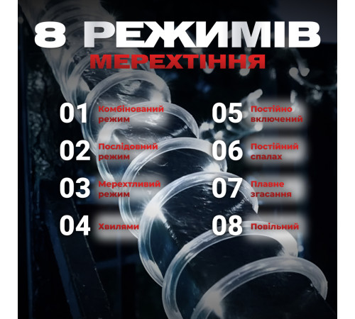Гірлянда вулична Дюралайт 480 LED, 16 м, морозостійка, білий