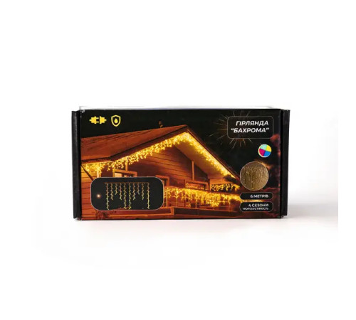 Гірлянда вулична Бахрома 105 LED, 6 м, від мережі, білий кабель, мультиколор