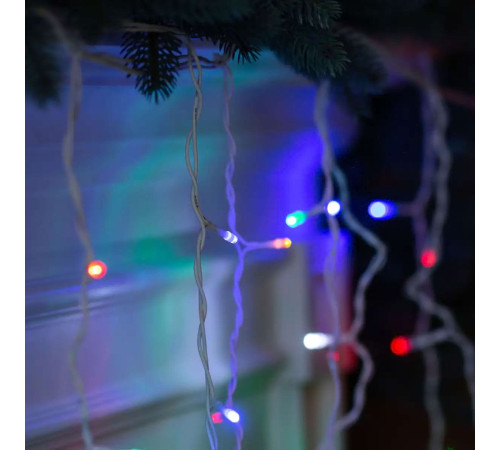 Гірлянда вулична Бахрома 90 LED, 3 м, від мережі, білий кабель, мультиколор