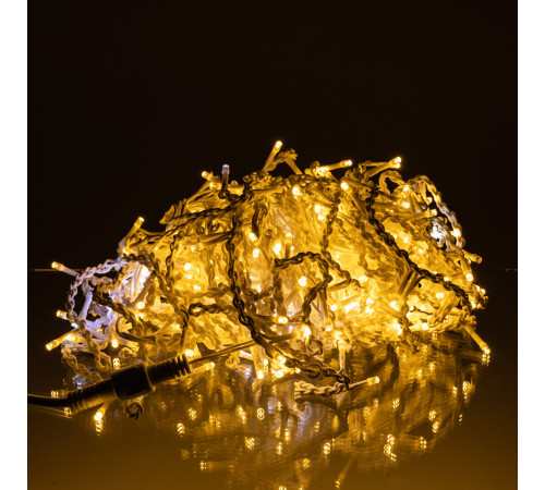 Гірлянда вулична Бахрома 200 LED, 12 м від мережі, білий кабель, жовтий