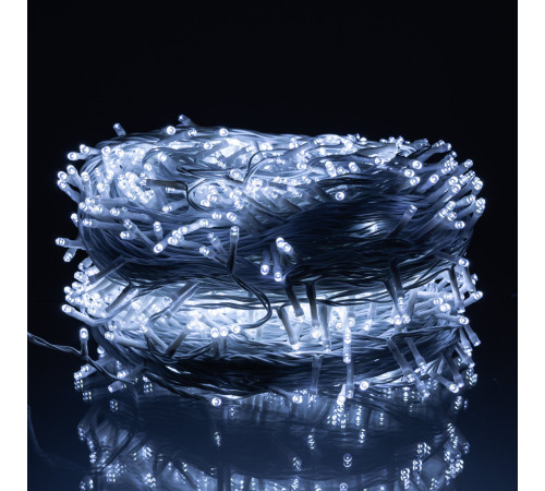 Гірлянда-нитка вулична 1000 LED, 100 м, від мережі, білий кабель, білий