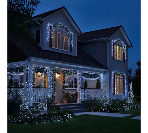 Гірлянда-нитка вулична 1000 LED, 100 м, від мережі, білий кабель, білий