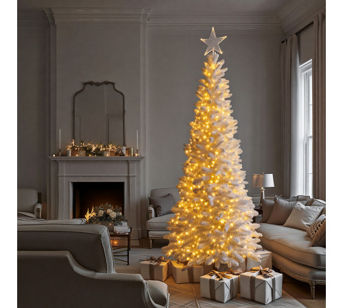 Гірлянда-нитка вулична 1000 LED, 100 м, від мережі, білий кабель, жовтий