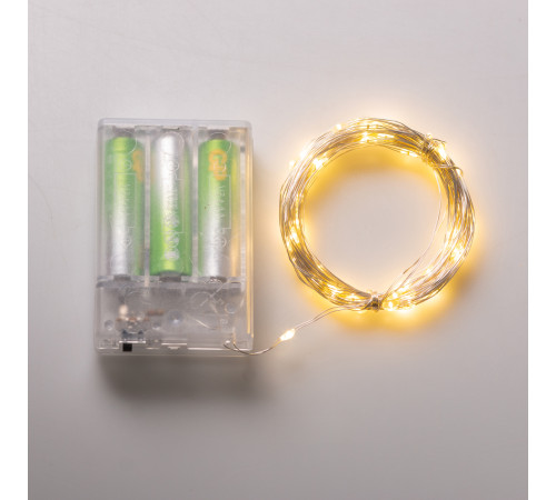 Гірлянда Роса нитка 100 LED, 10 м, на батарейках, жовтий Гірлянда Роса нитка 100 LED, 10 м, на батарейках, жовтий