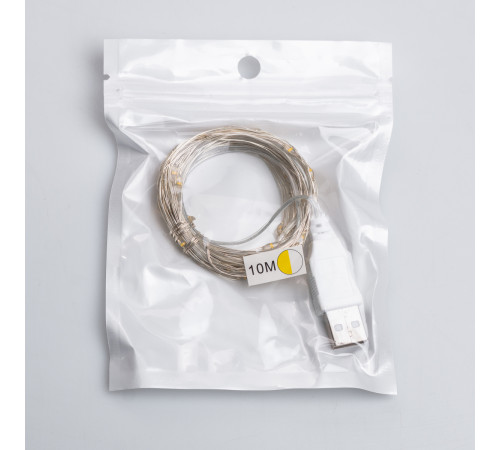 Гірлянда Роса 100 LED, 10 м, від USB, жовтий Гірлянда Роса 100 LED, 10 м, від USB, жовтий