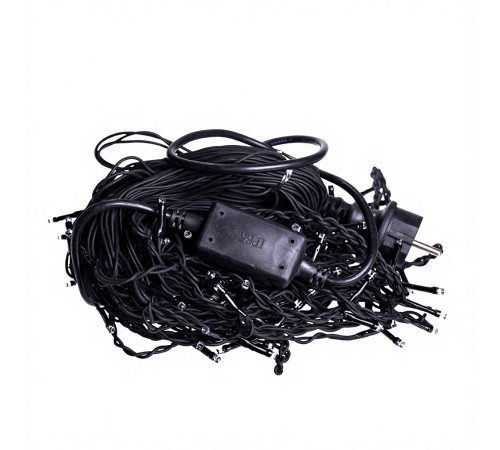 Гірлянда вулична Бахрома 200 LED, 12 м, від мережі, чорний кабель, синій