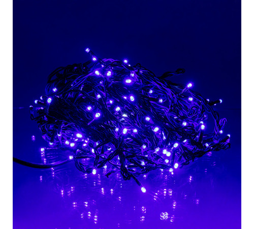 Гірлянда вулична Бахрома 200 LED, 12 м, від мережі, чорний кабель, синій