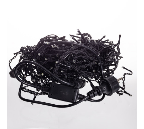 Гірлянда вулична Бахрома 200 LED, 12 м, від мережі, чорний кабель, білий