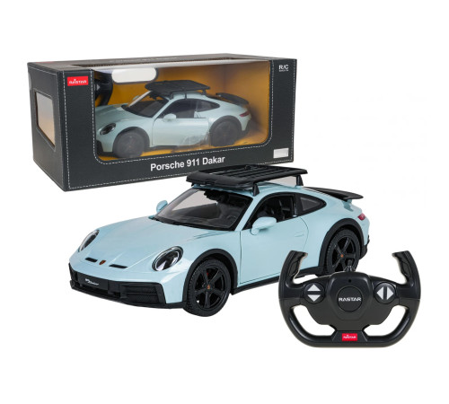 Дитяча машинка RASTAR Porsche 911 Dakar на дистанційному керуванні, масштаб 1:14, блакитно-чорна