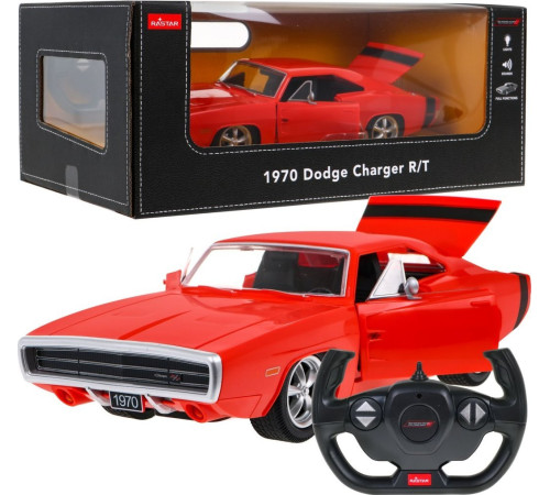 1970 Dodge Charger RT червоний RASTAR модель 1:16 Автомобіль на дистанційному керуванні + пульт дистанційного керування 1970 Dodge Charger RT червоний RASTAR модель 1:16 Автомобіль на дистанційному керуванні + пульт дистанційного керування