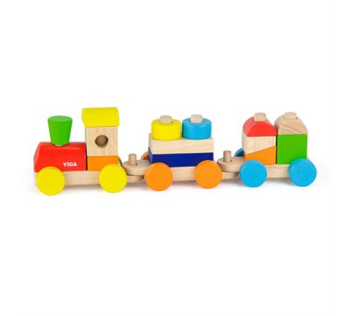 Дерев'яний поїзд Viga Toys Кольорові кубики (51610) Дерев'яний поїзд Viga Toys Кольорові кубики (51610)