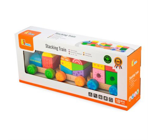 Дерев'яний поїзд Viga Toys Яскраві кубики (50534) Дерев'яний поїзд Viga Toys Яскраві кубики (50534)