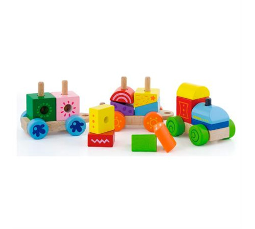 Дерев'яний поїзд Viga Toys Яскраві кубики (50534) Дерев'яний поїзд Viga Toys Яскраві кубики (50534)