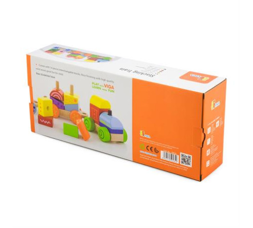 Дерев'яний поїзд Viga Toys Яскраві кубики (50534) Дерев'яний поїзд Viga Toys Яскраві кубики (50534)