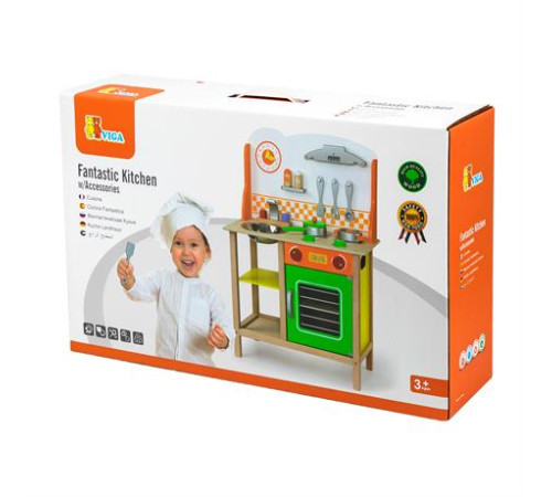 Дитяча кухня Viga Toys з дерева з посудом (50957FSC) Дитяча кухня Viga Toys з дерева з посудом (50957FSC)