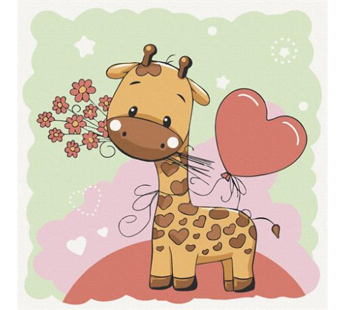 Картина за номерами ArtCraft Жирафик із квітами 30х30 см (15531-AC)