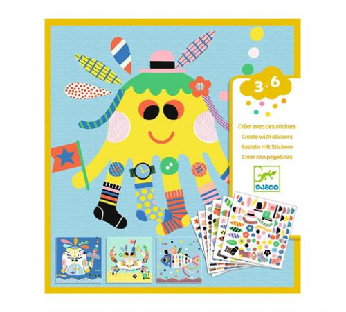 Набір для аплікації Djeco Морські мешканці з наклейками (DJ08931)