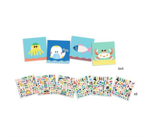 Набір для аплікації Djeco Морські мешканці з наклейками (DJ08931)