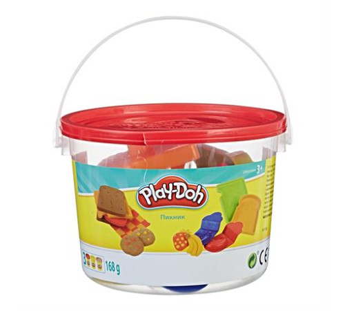 Набір пластиліну Play-Doh Відерце Пікнік 3 баночки та формочки (23414-23412)